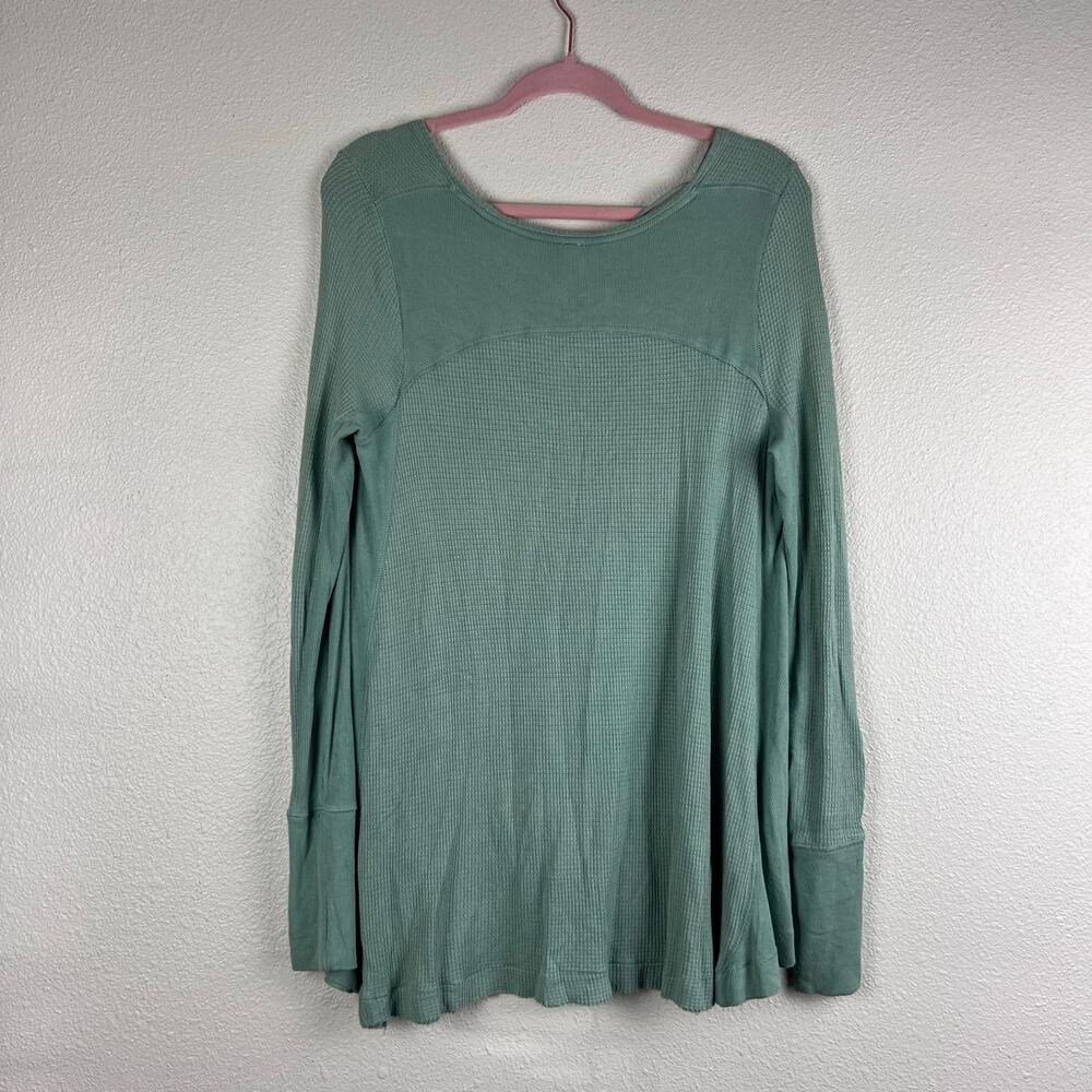We The Free Malibu Thermal Top Sage Green Waffle Knit Small - Picture 8 of 8